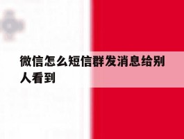 微信怎么短信群发消息给别人看到
