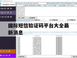 国际短信验证码平台大全最新消息