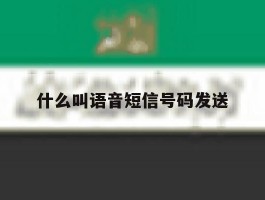 什么叫语音短信号码发送