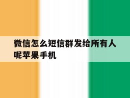 微信怎么短信群发给所有人呢苹果手机的简单介绍