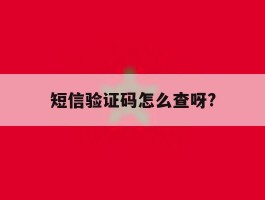 短信验证码怎么查呀?