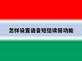 怎样设置语音短信读报功能