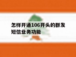 怎样开通106开头的群发短信业务功能的简单介绍